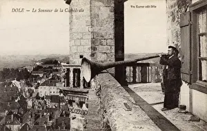 Dole Prints: The Horn blower at the Cathedral of Dole, France