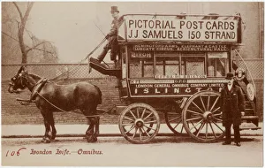 Images Dated 22nd December 2017: Horse-bus with Pictorial Post Cards advert 1900s