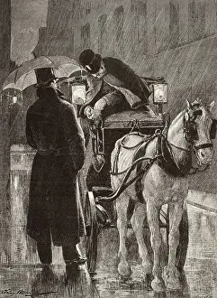 Lanterns Prints: Horse Cab, Paris 1879