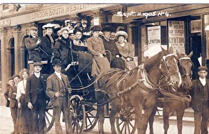 Whip Collection: A two horse carriage with hatted ladies on excursion