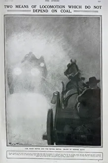 Motorcar Prints: Horse and cart and motorcar