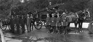 Southgate Prints: Horse-drawn fire engine with crew, Southgate, North London