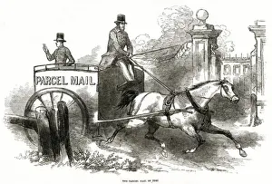 Parcels Prints: Horse-drawn parcel mail 1849 Horse-drawn parcel mail service 1849