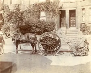 Horse-drawn road sweeping machine