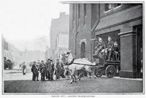 Images Dated 18th November 2019: Horse-drawn steamer leaving headquarters 1900