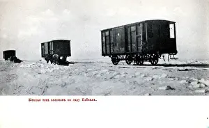 Frozen Prints: Horse-drawn wagons on frozen Lake Baikal