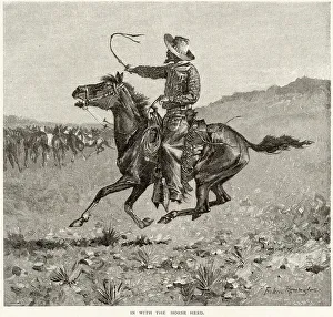 Cowboys Prints: In with the horse-herd Date: 1887