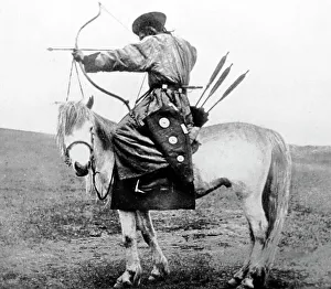 Aiming Prints: Horse mounted archer, Japan, early 1900s