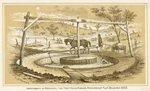 1853 Prints: Horse puddler used during Australian gold rush