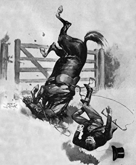 Tumbling Collection: Horse and rider tumbling over a fence