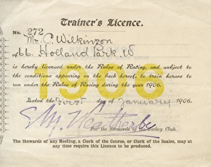 Images Dated 29th November 2011: Horseracing Trainers Licence