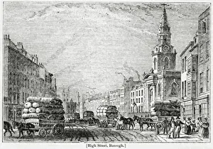 Images Dated 1st December 2020: Horses and carriages transport goods along a busy Borough High Street