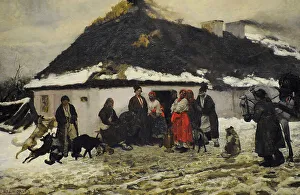 Climatology Prints: Four Horses in Front of a Cottage, 1876, by Jozef Chelmonski