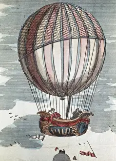 Michel Prints: Hot-air balloon. 18th c. Engraving