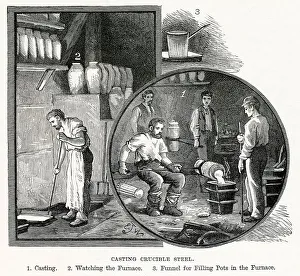 Poured Prints: Hot steel being poured into a cast. Date: 1877