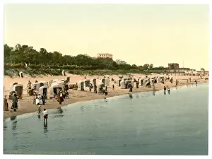 Pommeraina Prints: Hotel and beach, Colberg, Pommeraina, Germany (i. e. Kolobrze