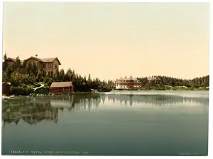 Tatra Prints: Hotel and Csorber (i. e. Csorba) See, Tatra, Austro-Hungary
