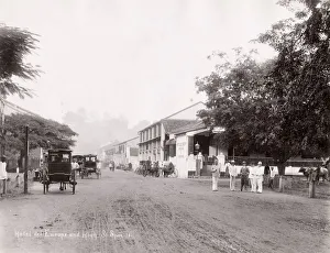 Hotel de L Europe, High Street, Singapore, horse and carriages
