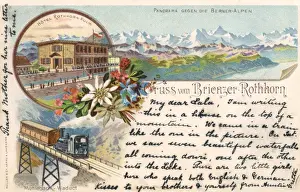 Kulm Prints: Hotel Rothhorn-Kulm and Alps, Brienz, Switzerland