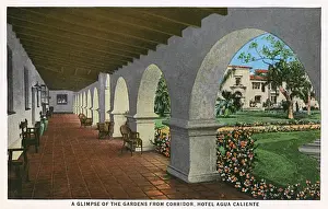 Hacienda Prints: Hotel walkway and gardens, Agua Caliente, Tijuana, Mexico