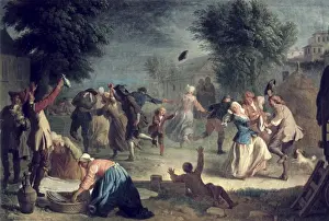 Michel Prints: HOUASSE, Michel-Ange (1680-1730). Peasant Feast