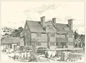 Reproduced Prints: House In Cambridgeshire, Garden Front