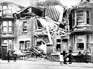 Shells Gallery: A house in Cleveland Road, Hartlepool, wrecked by shells