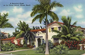 Miami Prints: House and garden on La Gorce Island, Miami Beach, Florida, USA Date: 1941
