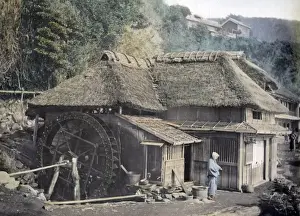House and water mill, Japan, circa 1880s