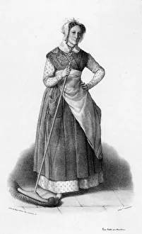 Images Dated 26th April 2018: HOUSEMAID WITH BROOM