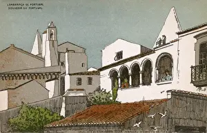 Evora Prints: Houses on the Largo da Misericordia, Evora, Portugal