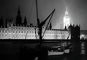 Nightime Prints: Houses of Parliament at night, London, probably 1920s