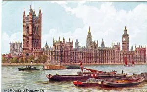 Reproduced Prints: The Houses of Parliament from across the River Thames