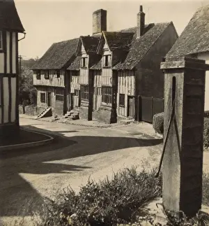 Kersey Prints: Houses and pump, Kersey, Suffolk