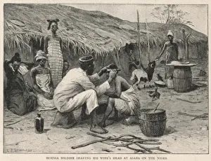 Houssa Soldier Shaving his Wifes Head, River Niger