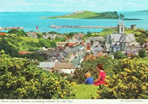 Overlooking Prints: Howth Town and Harbour overlooking Irelands Eye and Tear