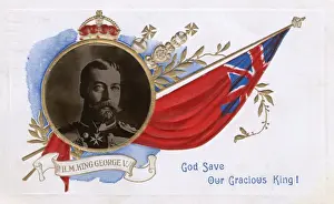 Inset Prints: HRH King George V - inset portrait with British flag
