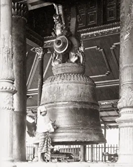Rangoon Prints: Huge temple bell, Yangon, Rangoon, Burma, Myanmar