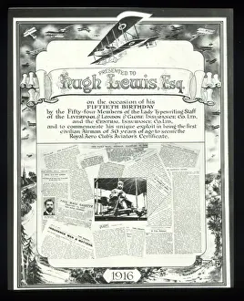 Aviators Prints: Hugh Lewis Esq, commemoration poster