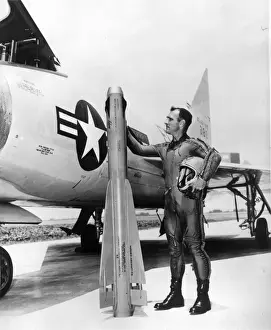 Oreilly Prints: Hughes GAR-2A Falcon air-to-air missile with test pilot