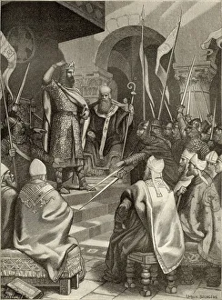 Capet Prints: Hugues Capet is elected king of France by the nobles, at Senlis Date: 987
