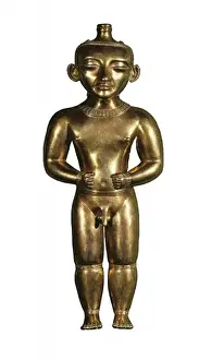 Quimbaya Prints: Human figure. 500-1500. Gold figure from