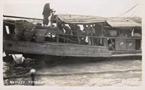 Riverboat Collection: Human-powered Paddler Wheeler Ship, China