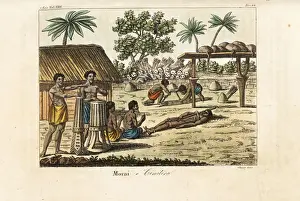 Sacrifice Prints: Human sacrifice in a sacred marae, Tahiti