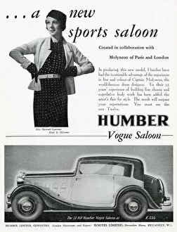 Images Dated 3rd September 2020: Humber saloon advert - Molyneux - Gertrude Lawrence