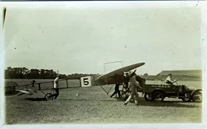 Images Dated 26th March 2020: Humber Vintage Car towing a Humber-built Monoplane - (The first all-British aviation