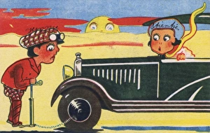Pumping Collection: Humorous Dutch card - pumping up a car tyre