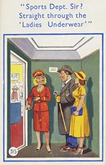 Humorous Postcard - Underwear Department