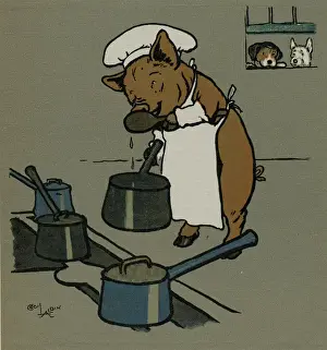 Spoon Prints: Hungry Peter the pig cooks for a party