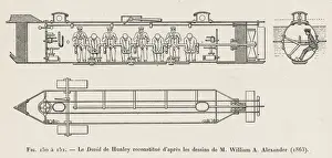 Confederate Prints: Hunleys David Submarine